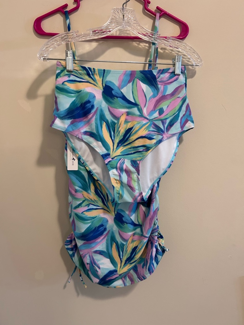 Caribbean Joe Blue Multi Tropical  Two Piece Swim Suit